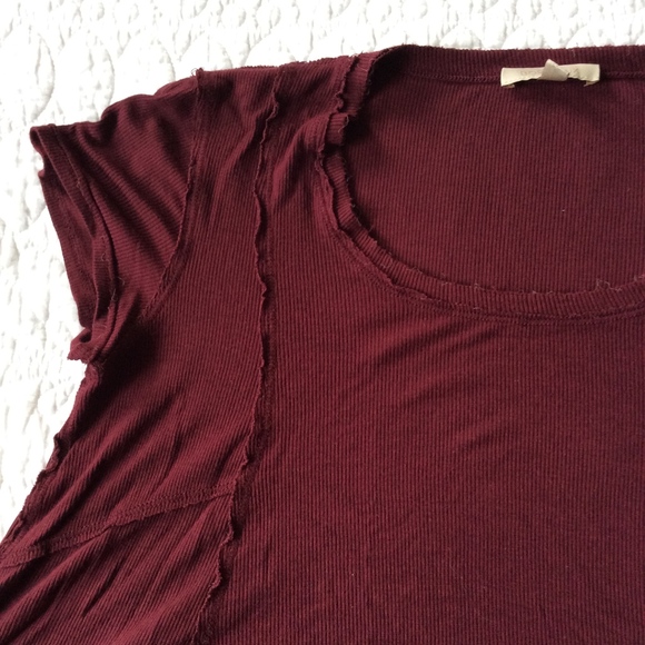 Anthropologie Short-Sleeved Maroon Swing Top - Picture 3 of 3